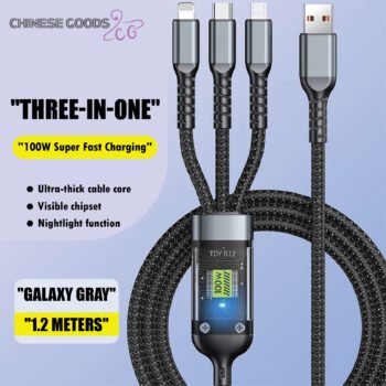 Maximum 100W Fast Charging Three in One Cables. Liquid Universal Mobile Phone Charging Cable. Super Fast Charging