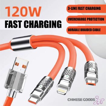Maximum 120W Three in One Cables. Liquid Universal Mobile Phone Charging Cable. Super Fast Charging